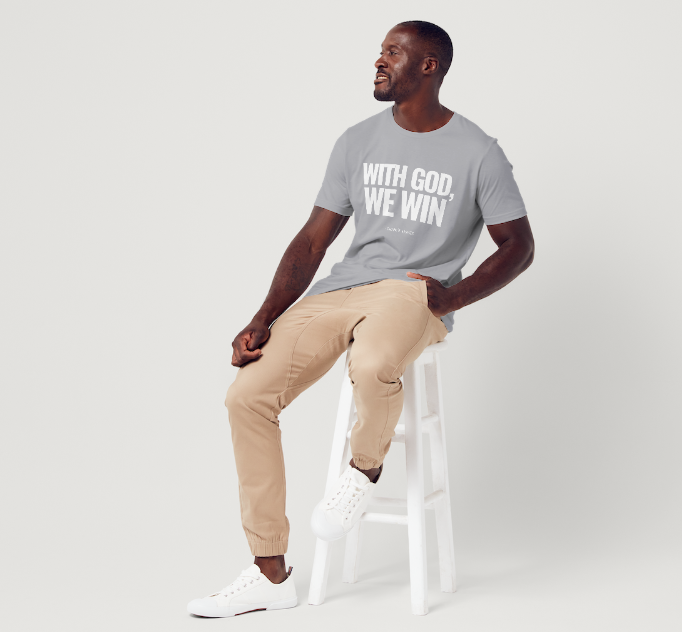 WITH GOD WE WIN TEE β Gray (Adults)