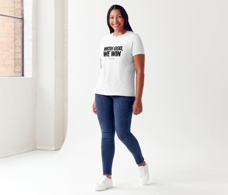 WITH GOD WE WIN TEE β White (Adults)