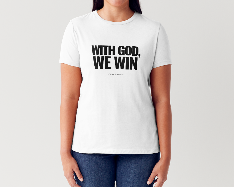 WITH GOD WE WIN TEE β White (Adults)