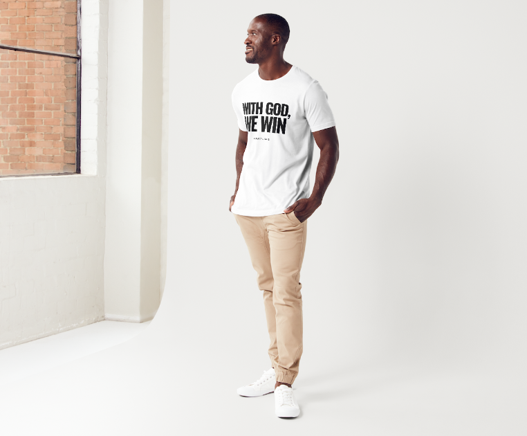 WITH GOD WE WIN TEE β White (Adults)