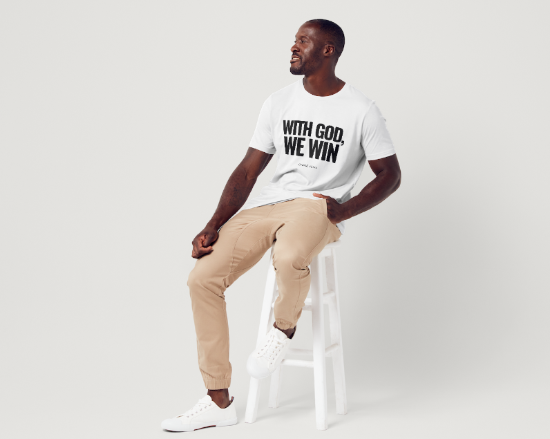 WITH GOD WE WIN TEE β White (Adults)