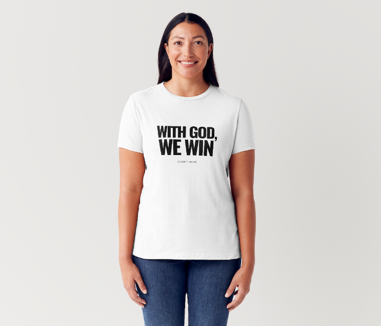 WITH GOD WE WIN TEE β White (Adults)