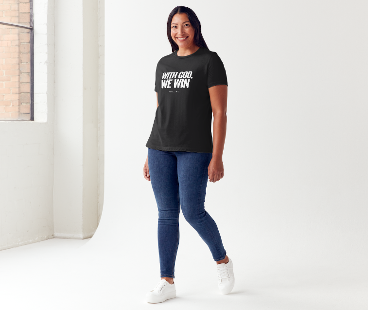WITH GOD WE WIN TEE – Black (Adults)