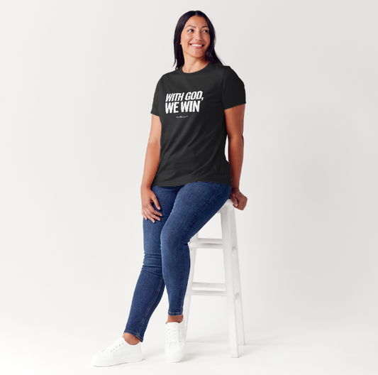 WITH GOD WE WIN TEE – Black (Adults)