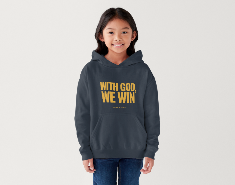 WITH GOD WE WIN Hoodie – NAVY (Youth)