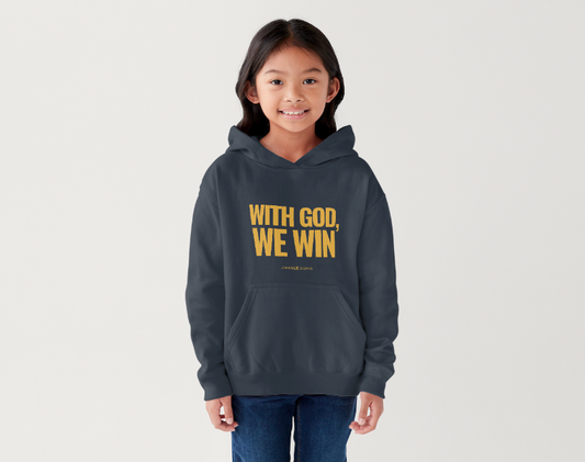 WITH GOD WE WIN Hoodie – NAVY (Youth)