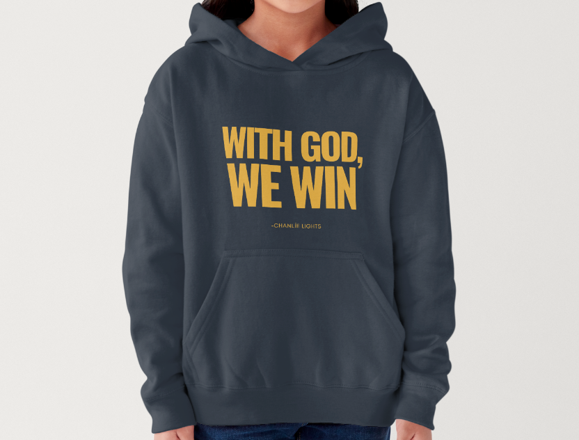 WITH GOD WE WIN Hoodie – NAVY (Youth)