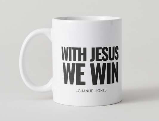 With Jesus We Win Mug - BLACK