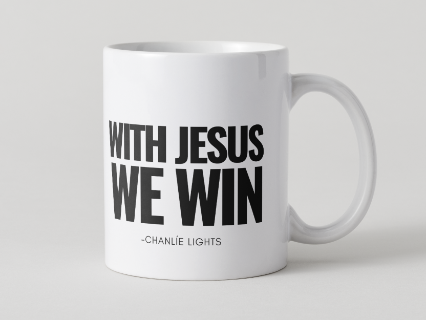 With Jesus We Win Mug - BLACK