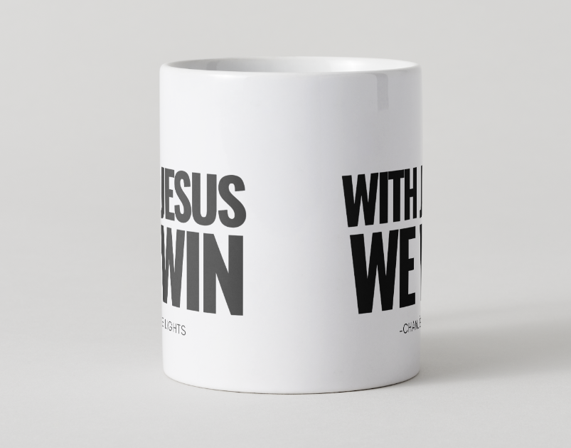With Jesus We Win Mug - BLACK