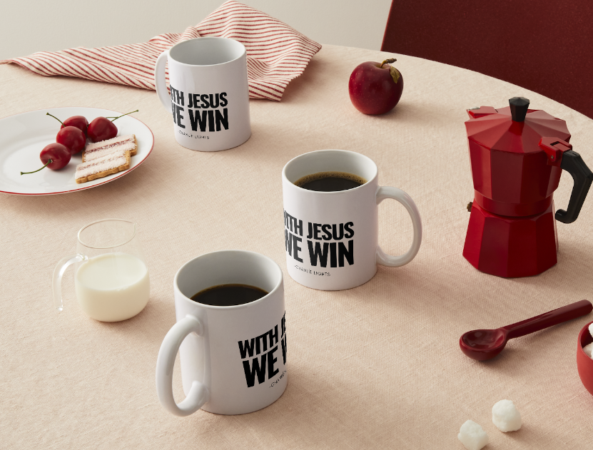 With Jesus We Win Mug - BLACK