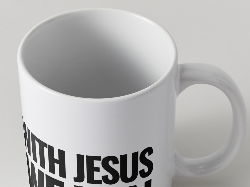 With Jesus We Win Mug - BLACK