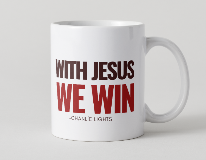 With Jesus We Win Mug - RED