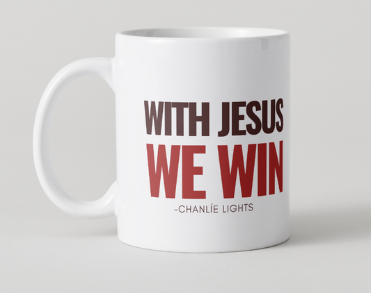 With Jesus We Win Mug - RED
