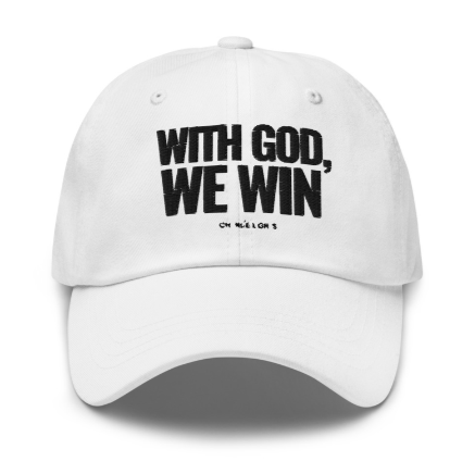 WITH GOD WE WIN VICTORY HAT (BLACK TEXT)