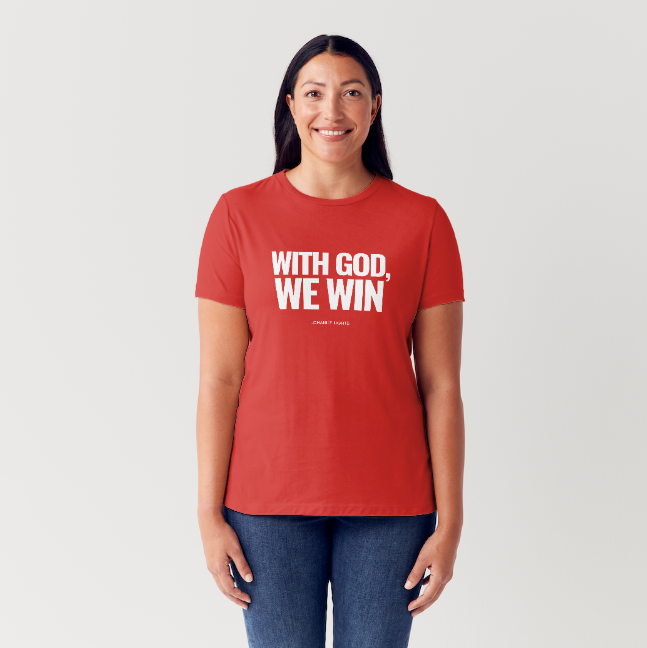 WITH GOD WE WIN TEE – Red (Adults)