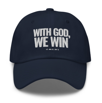 WITH GOD WE WIN VICTORY HAT MULTI COLORS (WHITE TEXT)