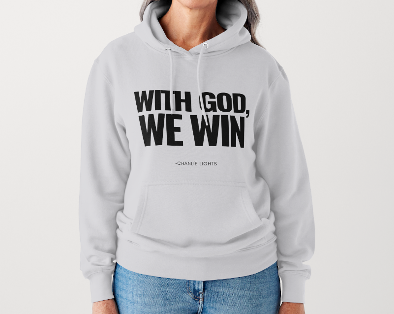 WITH GOD WE WIN Hoodie – GRAY-BLACK (Adults)