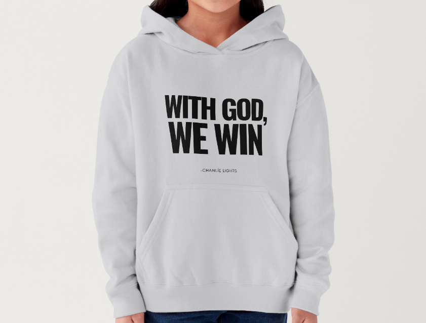 WITH GOD WE WIN Hoodie – GRAY (Youth)