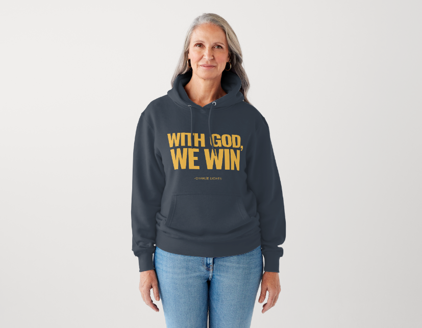 WITH GOD WE WIN Hoodie – NAVY-YELLOW (Adults UNISEX)