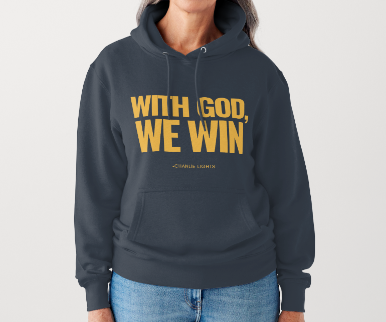 WITH GOD WE WIN Hoodie – NAVY-YELLOW (Adults UNISEX)