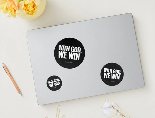 WITH GOD WE WIN STICKERS - 12 Pack