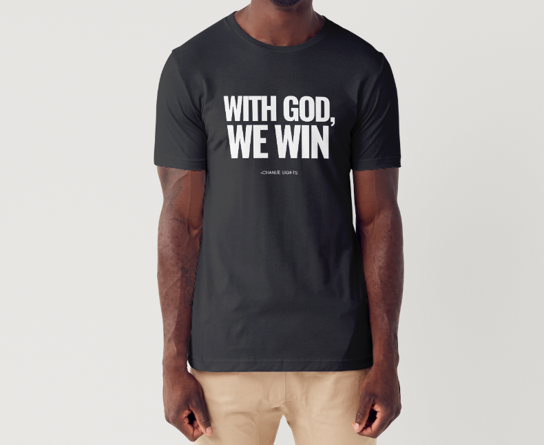 WITH GOD WE WIN TEE – Black (Adults)