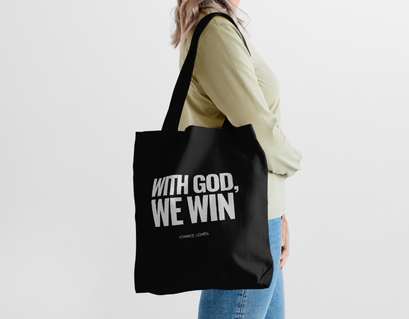 WITH GOD WE WIN - TOTE SHOPPING BAG