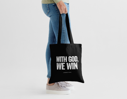 WITH GOD WE WIN - TOTE SHOPPING BAG