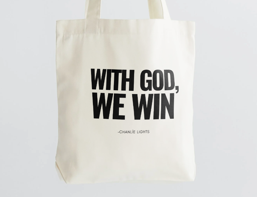 WITH GOD WE WIN - TOTE SHOPPING BAG